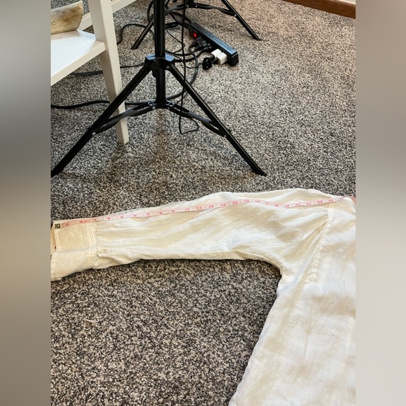 Mcguire Denim White 100% Linen Peasant Bubble Sleeves Lace Button Up Shirt S - Picture 13 of 13